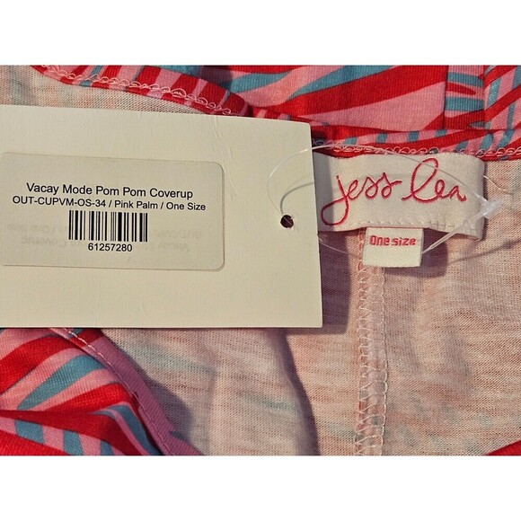 NWT Jess Lea Vacay Mode Pom Po Swimsuit Coverup Dress One Size Fits 0-10 Palm - Picture 6 of 8
